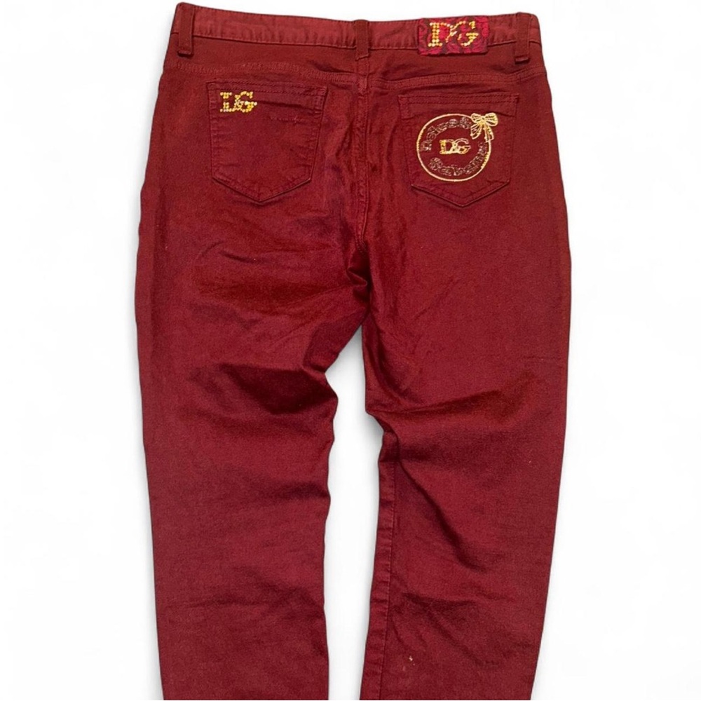 Red Embroidered Jeans